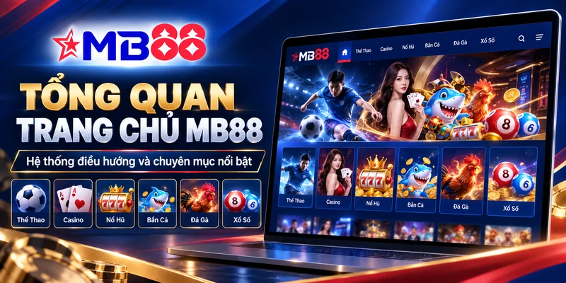 Giao diện trang chủ MB88 với hệ thống menu điều hướng
